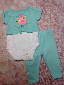 Garanimals LIGHT GREEN & PINK 2 PC Outfit