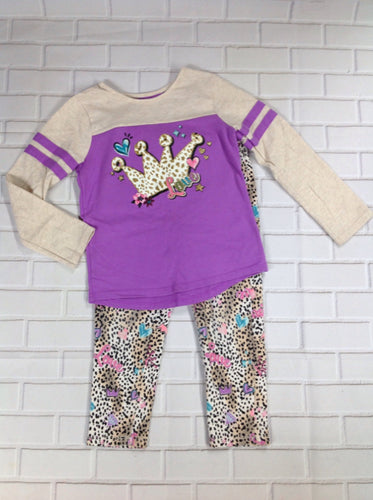 Garanimals Tan & Purple Crowns 2 Piece Set