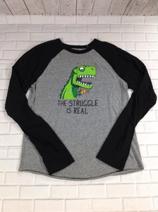 Gray & Black Dinosaur Top