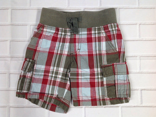 Gymboree OLIVE & RED Plaid Shorts