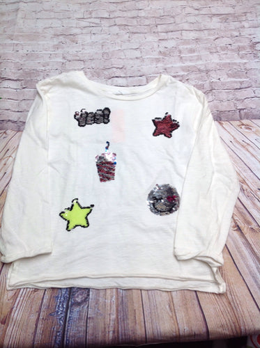 H & M CREAM PRINT Top