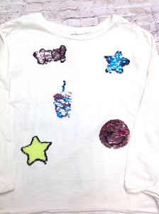 H & M CREAM PRINT Top
