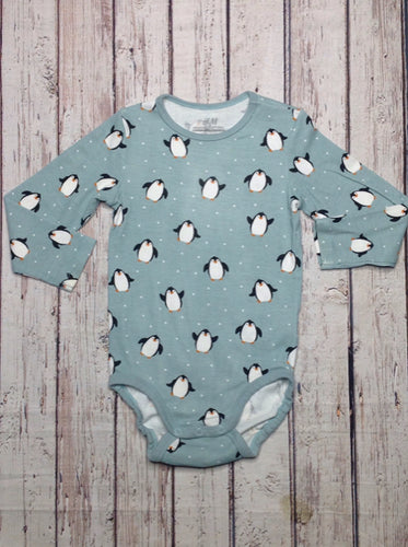 H & M LIGHT BLUE & BLACK Penguin Top