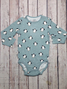 H & M LIGHT BLUE & BLACK Penguin Top