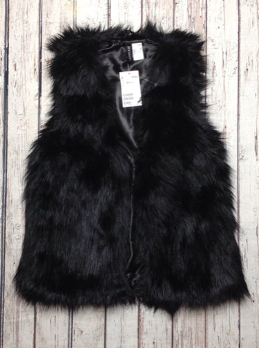 H&MDIVIDED BLACK FUR Vest