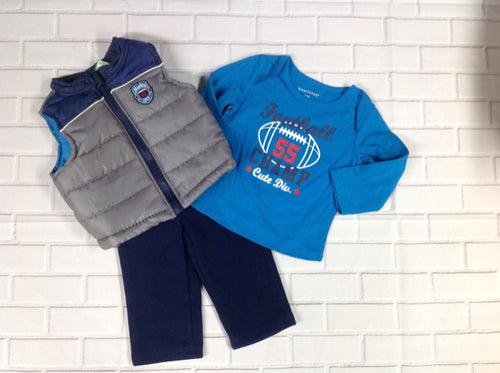 Healthtex BLUE & GRAY 3 PC Outfit
