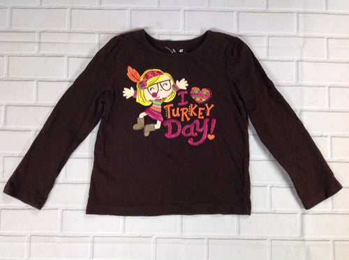 JUMPING BEANS Brown Print Turkey Top