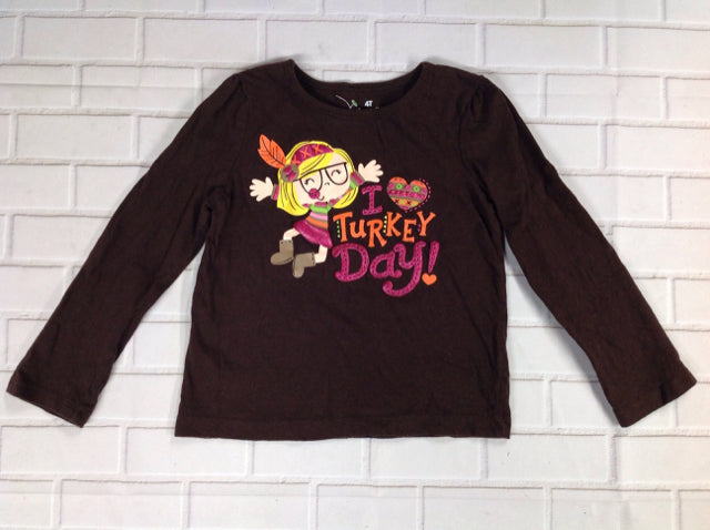 JUMPING BEANS Brown Print Turkey Top
