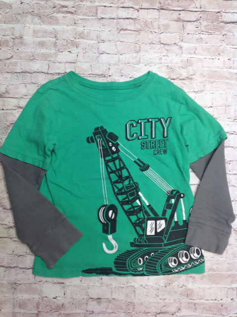 JUMPING BEANS Green & Gray Construction Top