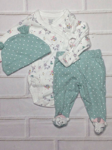 JUST ONE YOU OFF-WHITE & GREEN 2 PC Outfit