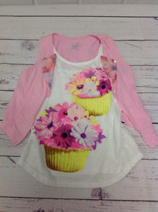 Justice Pink & White Top