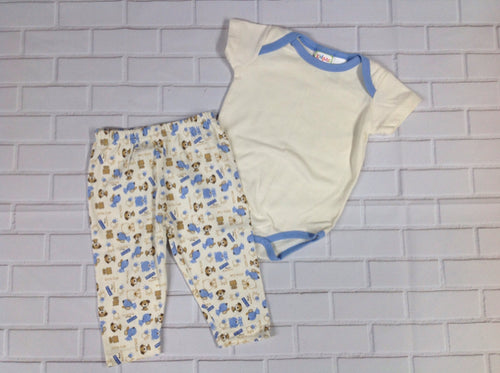 Kidgets Cream & Blue 2 PC Outfit