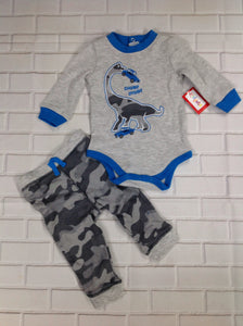 2pc Baby Romper & Hat Outfit Size 3-6M Months Frog Island Blue