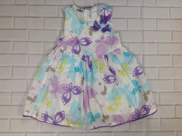 KidsRus White Print Butterflies Dress