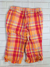 Lands End Orange Print Plaid Capri