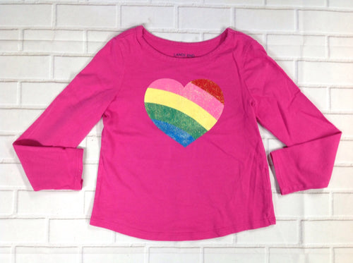 Lands End PINK PRINT Heart Top