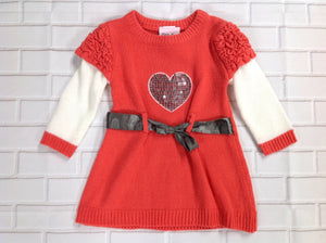 Little Lass Coral & White Sweater