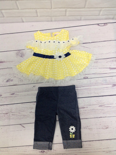 Little Lass Denim & Yellow 2 PC Outfit