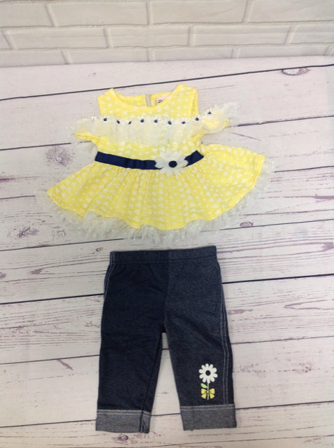 Little Lass Denim & Yellow 2 PC Outfit