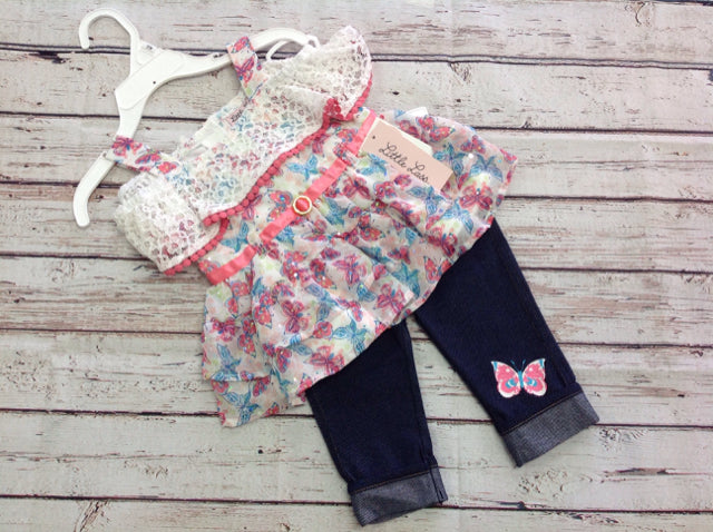 Little Lass White & Pink 2 PC Outfit