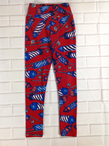 LuLa Roe Red Print Leggings