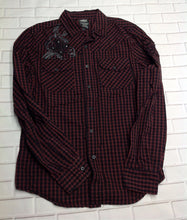 MMA ELITE Burgondy & Black Plaid Top