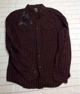 MMA ELITE Burgondy & Black Plaid Top