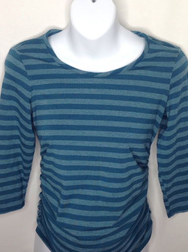 Motherhood Small Petite Teal Stripe Top