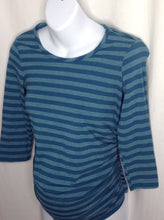 Motherhood Small Petite Teal Stripe Top