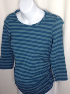 Motherhood Small Petite Teal Stripe Top