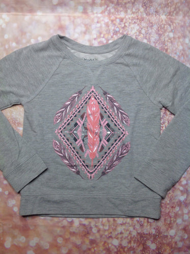 Mudd Girls Gray & Pink Top