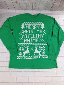 *No Brand Green Print Christmas Top