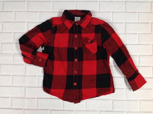 Okie Dokie Red & Black Plaid Top