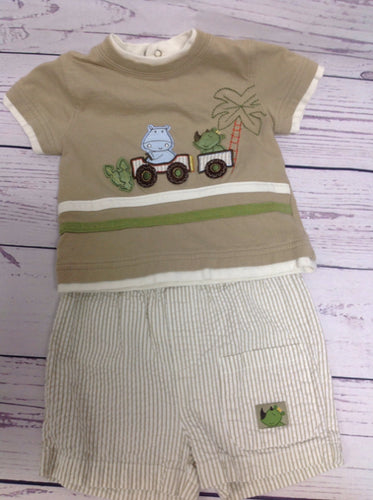 Okie Dokie TAN PRINT 2 PC Outfit