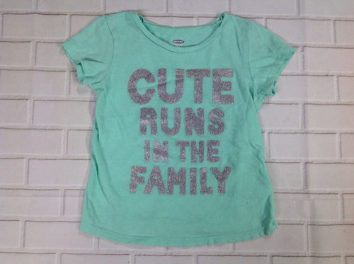 Old Navy Green Print WORDS Top