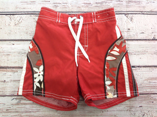 Old Navy Red & Beige Flower Swimwear