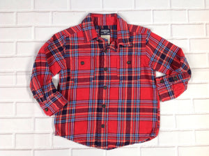 Oshkosh Red Print Plaid Top