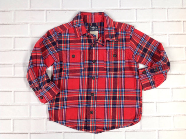 Oshkosh Red Print Plaid Top