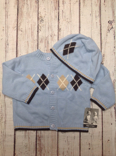 PIPER & POSIE Baby Blue & Brown Sweater