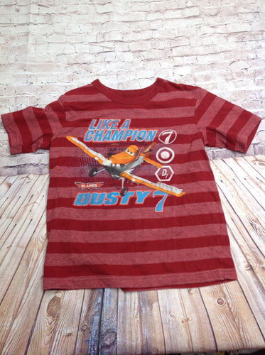 Planes Red Print Stripe Top