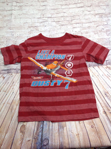 Planes Red Print Stripe Top