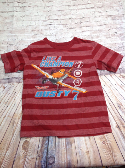 Planes Red Print Stripe Top