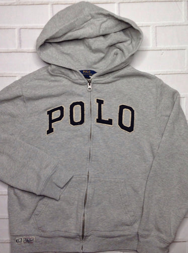 Polo Ralph Lauren Gray & Blue ZIP-UP WITH HOOD Top