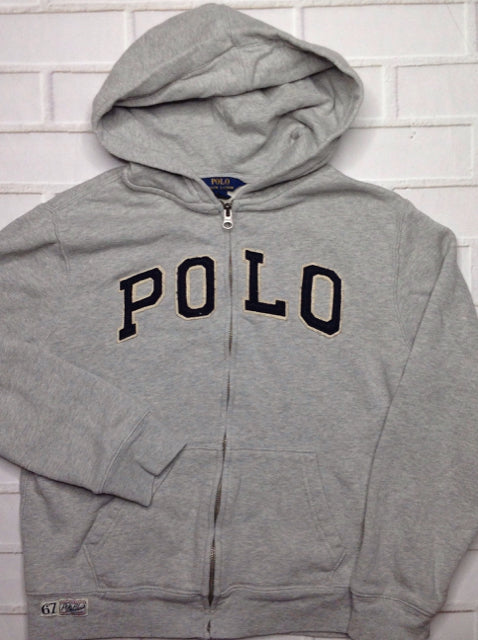 Polo Ralph Lauren Gray & Blue ZIP-UP WITH HOOD Top