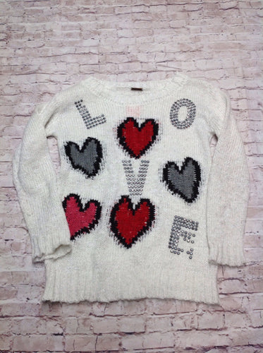 Poof Girl White Print Sweater