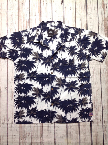 Quicksilver Blue & White PALM TREES Top