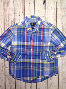 Ralph Lauren Blue Print Plaid Top