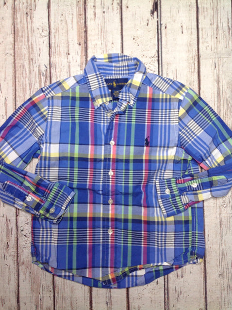 Ralph Lauren Blue Print Plaid Top