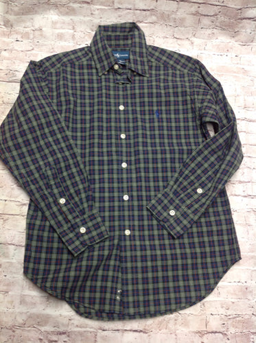 Ralph Lauren Green Print Checkered Top