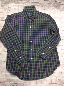 Ralph Lauren Green Print Checkered Top